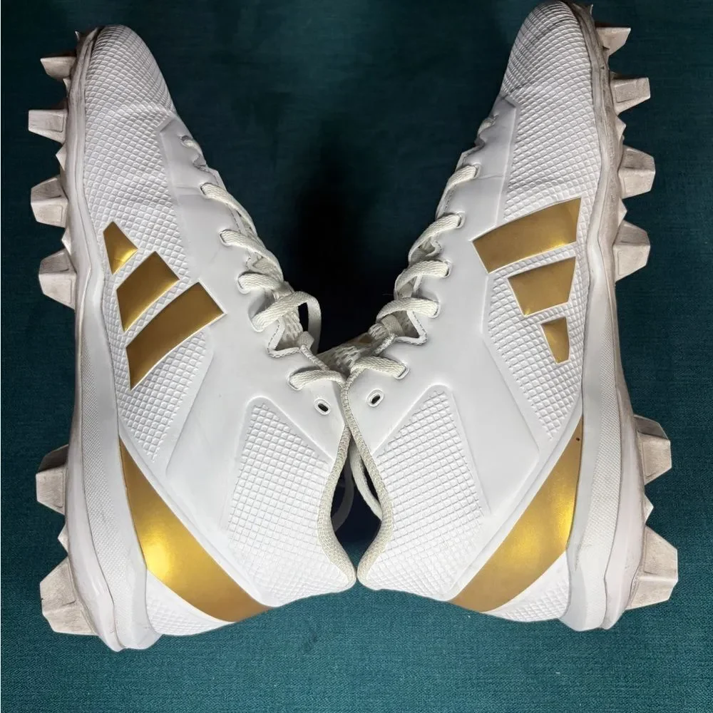 Size 10.5 - Men’s Adidas Adizero Impact2 white/gold cleats